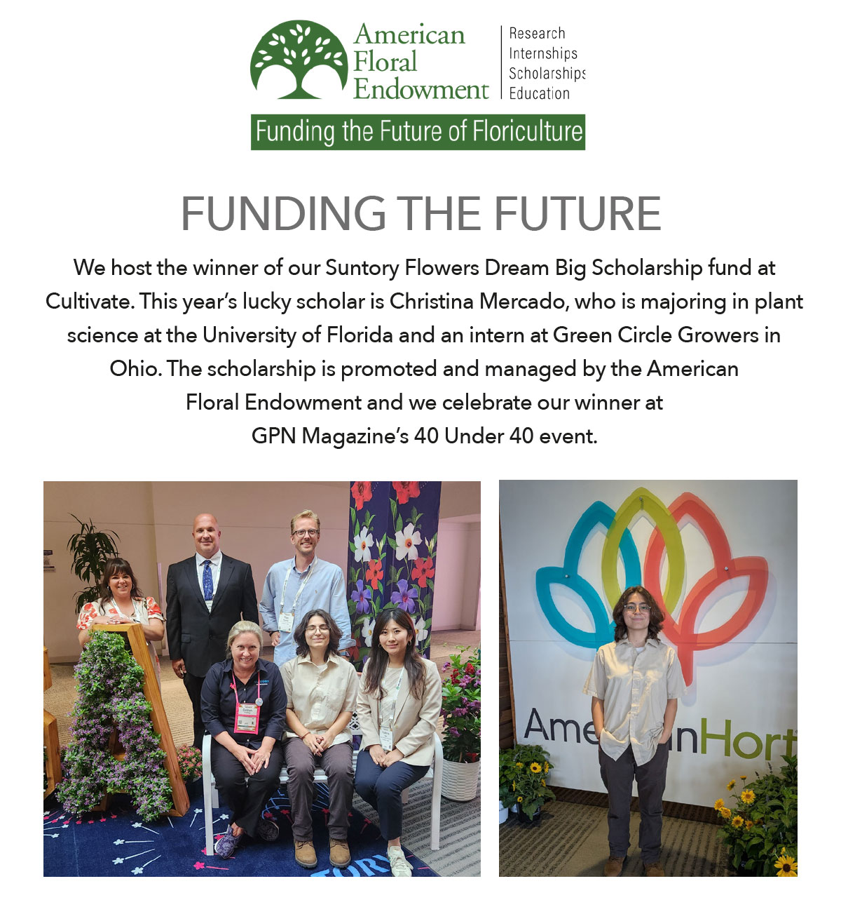 Scholarships from American Floral Endowment
